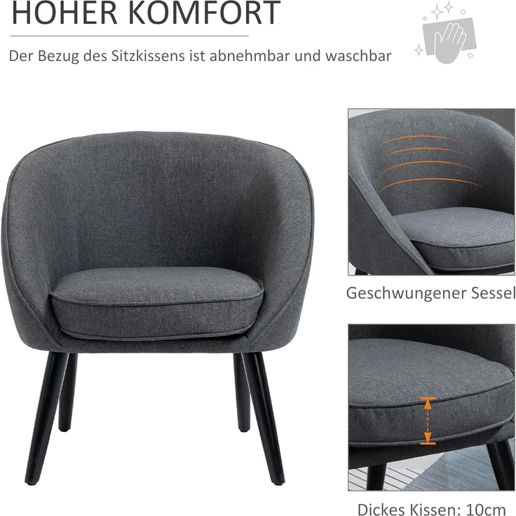 HOMCOM Esszimmerstuhl Esszimmerstuhl mit abnehmbarem Bezug – Bild 4