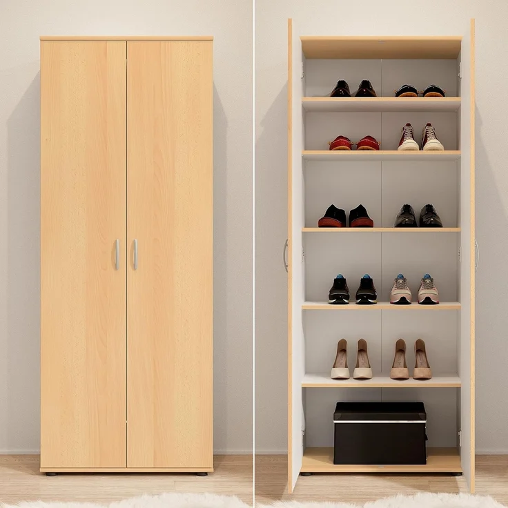 Schuhschrank TALENT für Büro, Keller, Diele, Buche Optik 5 Fächer – Bild 4