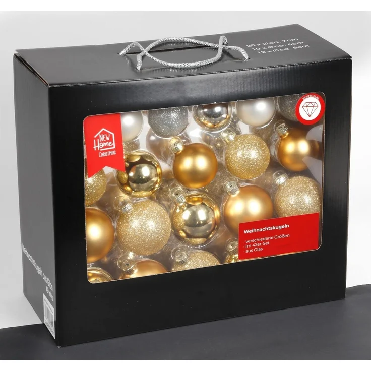 Glas-Weihnachtsbaumkugeln 42er-Set versch. Größen Baumschmuck Baumdeko Anhänger – Bild 1