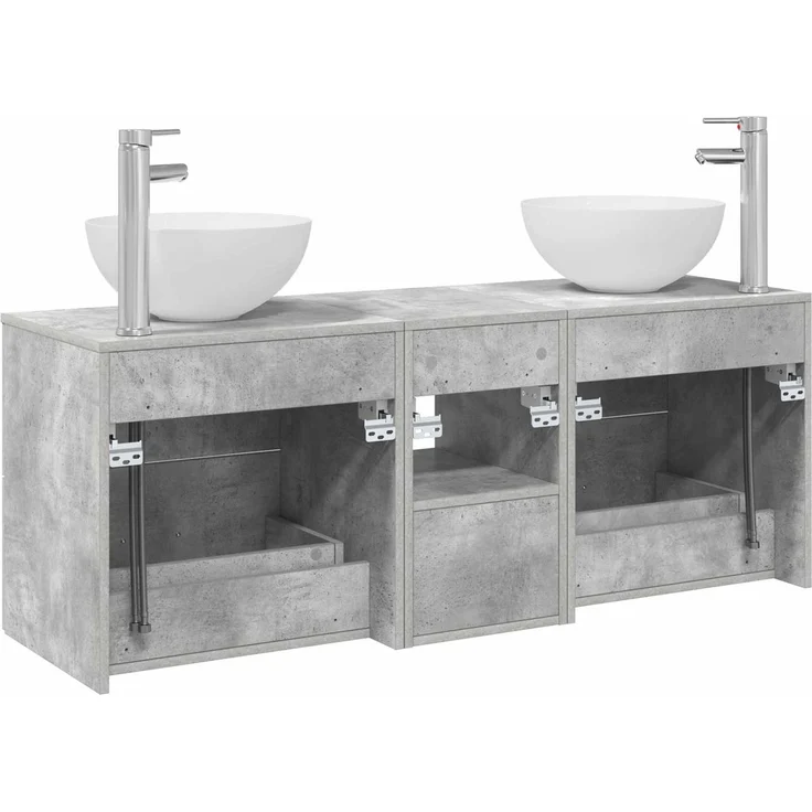 vidaXL Badezimmerschrank-Set 3 stk. Betongrau 129 x 35 x 80 cm 3405790 – Bild 8