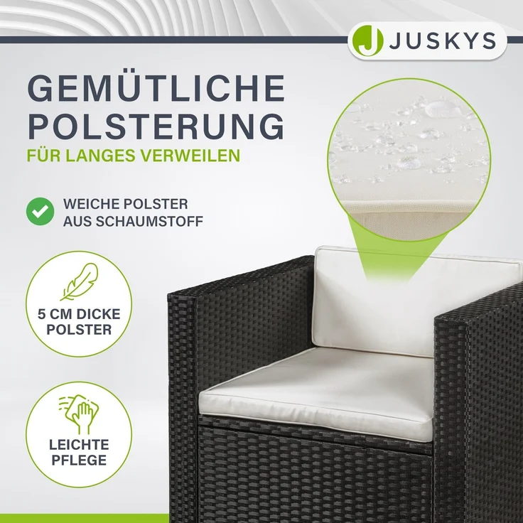 Juskys 'Punta Cana' Lounge, Polyrattan , Schwarz | Creme, L – Bild 4