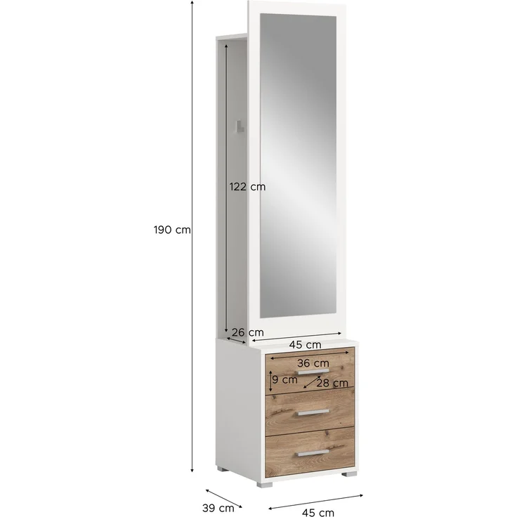 Garderobenkombination (B/H/T: 45x190x38 cm) in Nox Oak Nachbildung – Bild 4