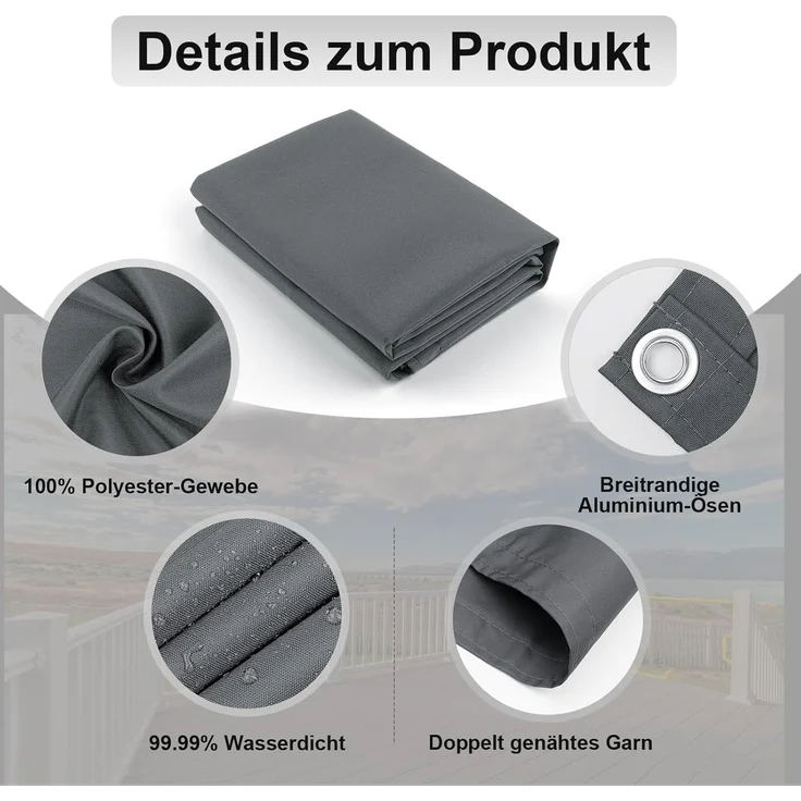 AXT SHADE Balkon Sichtschutz Wetterfest 75x300 cm Balkonverkleidung Balkonabdeckung Balkonbespannung Blickdichte Windschutz und UV-Schutz mit Kabelbinder für Balkongeländer-Anthrazit – Bild 3