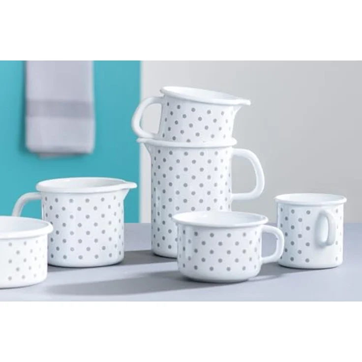 Riess Pünktchen grau mit Bördel / Becher 8cm,3/8 Liter – Bild 4