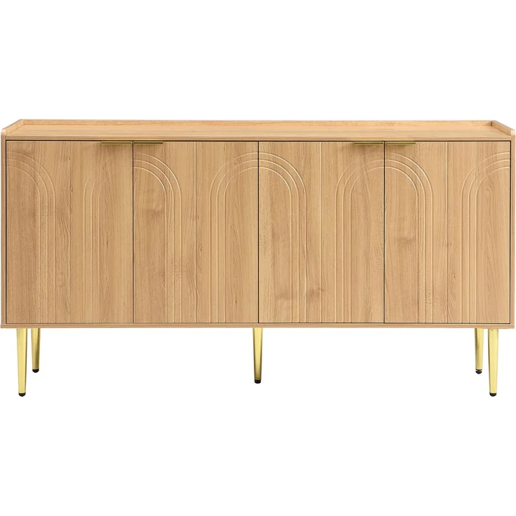 ZUBALIYA Sideboard 140x38x75 cm, aus MDF, Natur – Bild 10