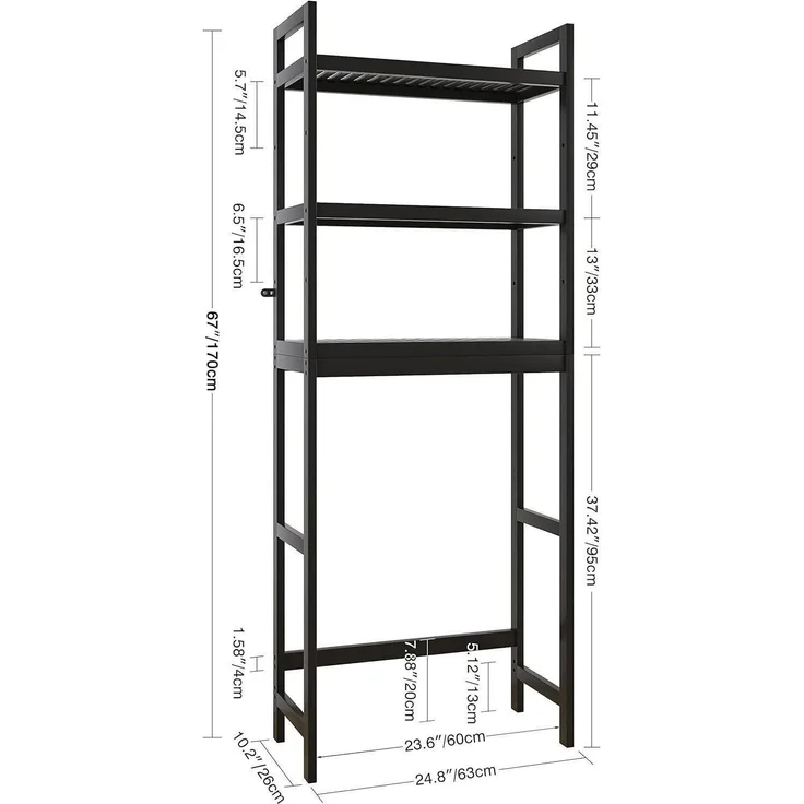 Bambus Badezimmer Aufbewahrung Regal WC Platzsparer 3-stufig verstellbar – Bild 3