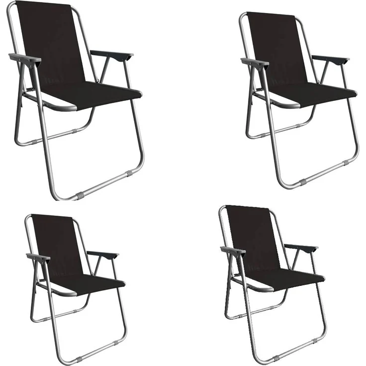 Campingstuhl Anglersessel Gartenstuhl Sessel mit Armlehne schwarz 4er Set