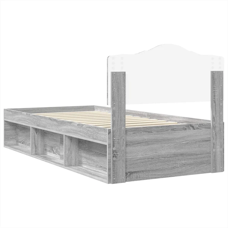 vidaXL Bettrahmen Graues Sonoma 90 x 190 cm Massives Kiefernholz 3412957 – Bild 8