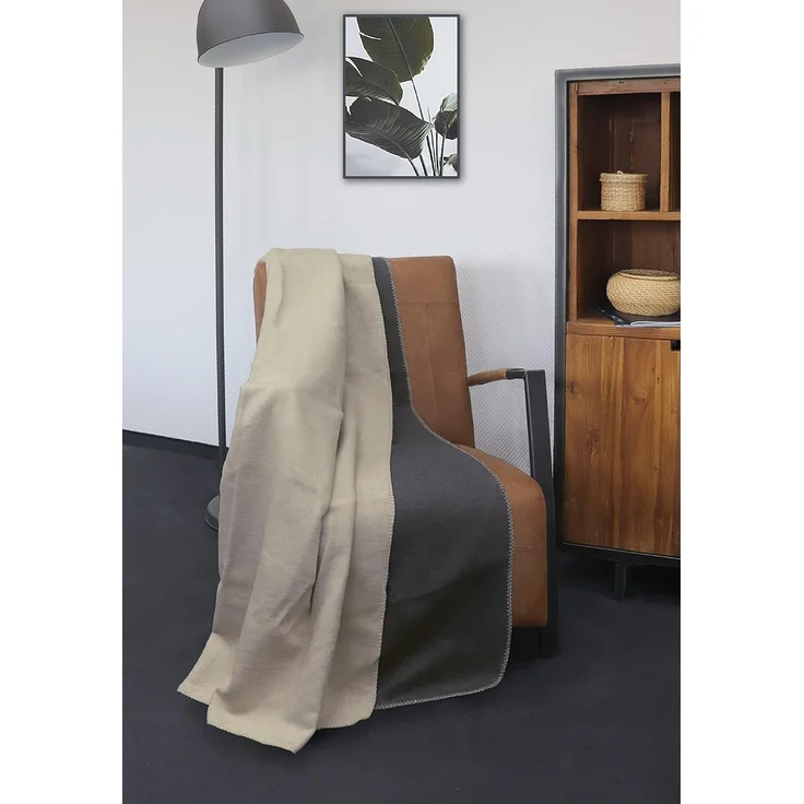 biberna Melange Wohndecke 1 x 150 x 200 cm UNI, kitt, 1 x 150 x 200 cm, kitt – Bild 4