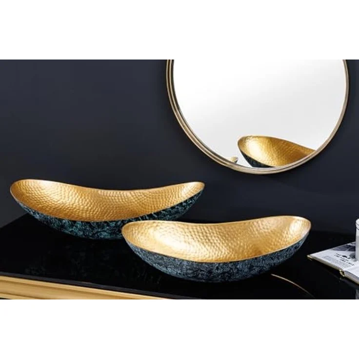 riess-ambiente Dekoschale ABSTRACT ORIENT 55cm gold (Set, 2 St), Wohnzimmer · Esszimmer · Schmuckschale · Metall · Handmade – Bild 6