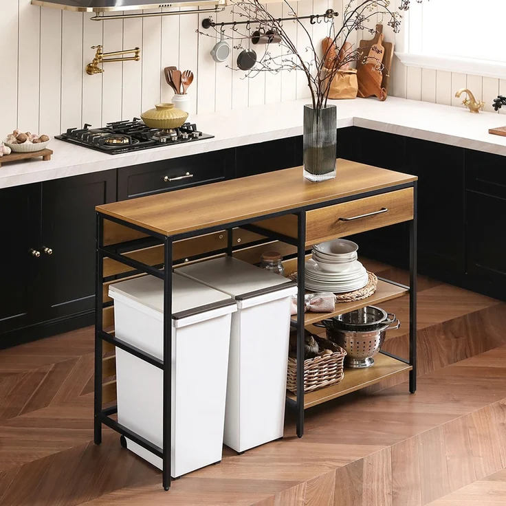 SoBuy FSB71-PF Kücheninsel, Spanplatte, Melamin, Braun, 120 x 90 x 45 cm – Bild 5