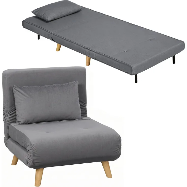 MELAYR, 3-in-1 Schlafsessel, Klappsessel mit Schlaffunktion, verstellbare Click-Clack-Rückenlehne, Grau, 78 x 72 x 79 cm