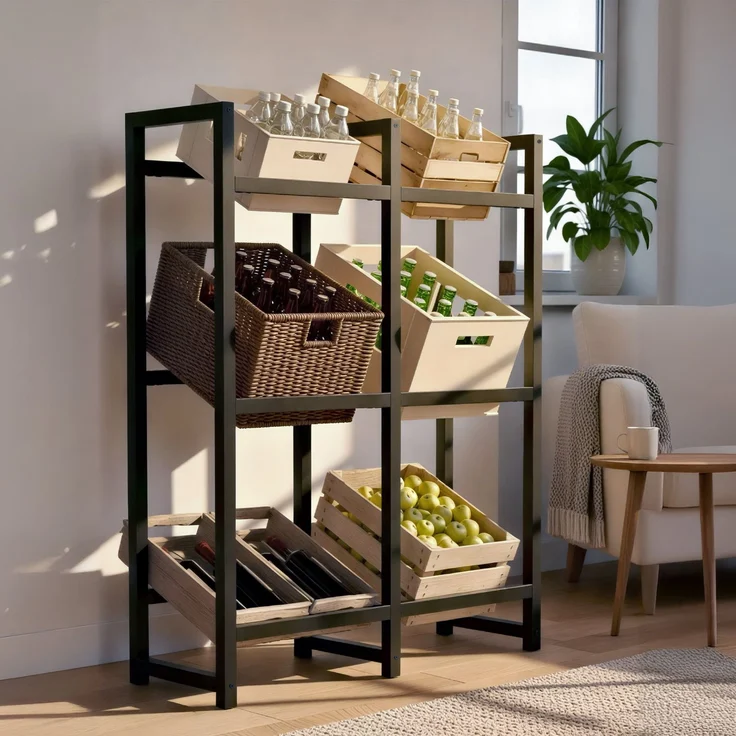 CLP Getränkekistenständer Stack aus Metall freistehend robust stabil,schwarz 116x91x31 cm – Bild 3