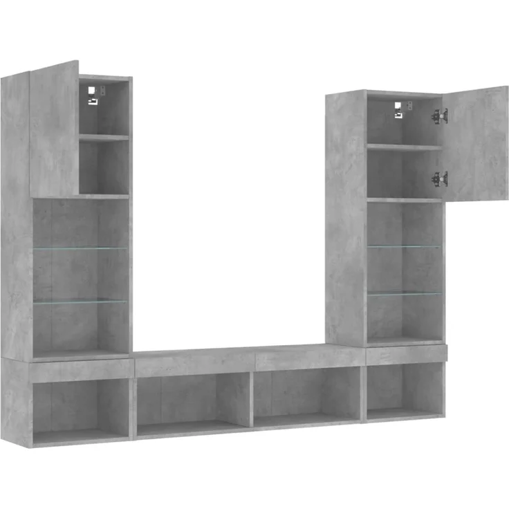 vidaXL 5-tlg. Wohnwand mit LED-Beleuchtung Betongrau Holzwerkstoff 3216693 – Bild 5