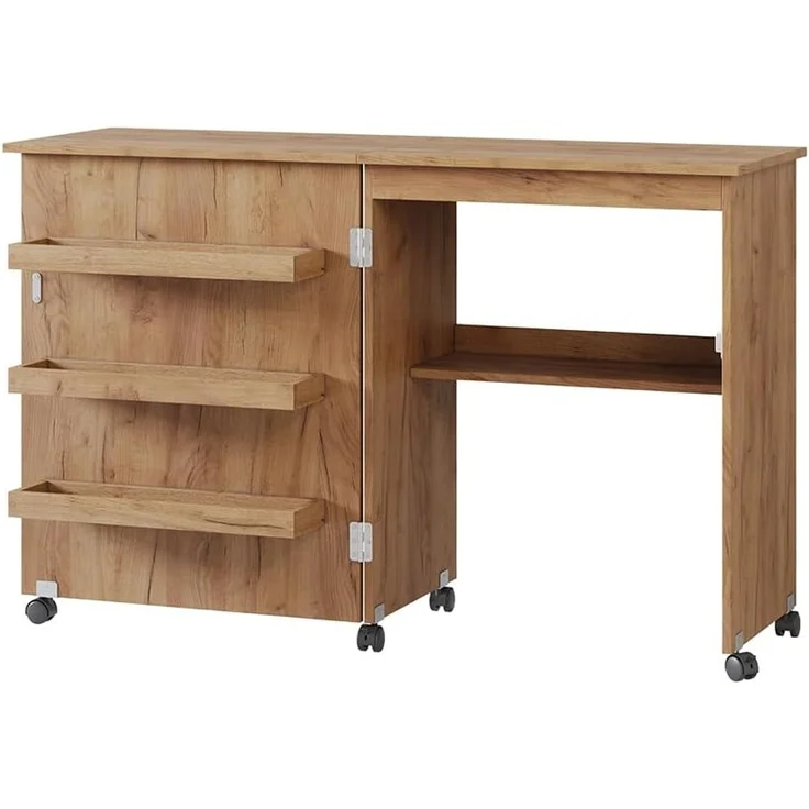 Nähtisch Carmen Eiche 118 x 77.5 cm mit 3 Regalfächer Vicco – Bild 1
