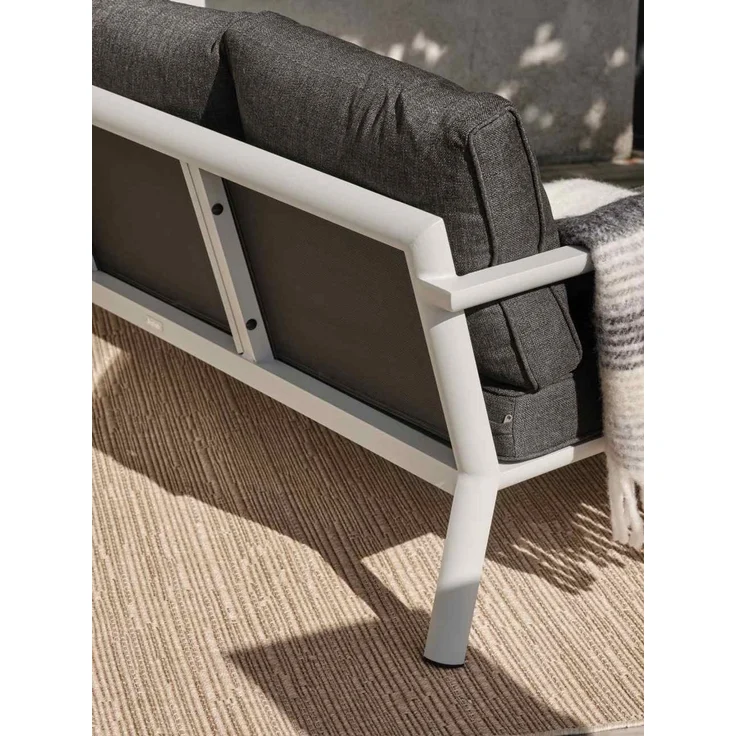 Gartenecksofa Delia mit Kissen aus Aluminium und Olefin-Stoff, skandinavischer Stil, hellgrau, für 3-4 Personen – Bild 6