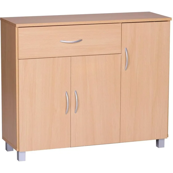 Design Sideboard JERRY 90 x 75 x 30 cm | Schränkchen mit 1 Schublade 3 Türen | Moderne Schlafzimmer Kommode | Anrichte Esszimmer | Schmaler Schuhschrank mit Schublade