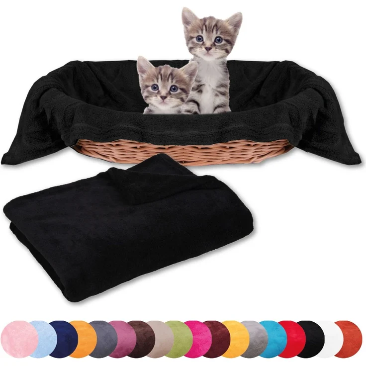 Haustierdecke Katzendecke Kuscheldecke Tierdecke , angenehm und super weich in vielen verschiedenen Farben erhältlich (60x80 cm / schwarz - black) – Bild 2