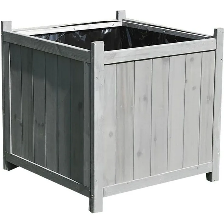 Blumenkübel Holz Pflanzkasten Blumentrog Blumentopf Blumenkübel grau