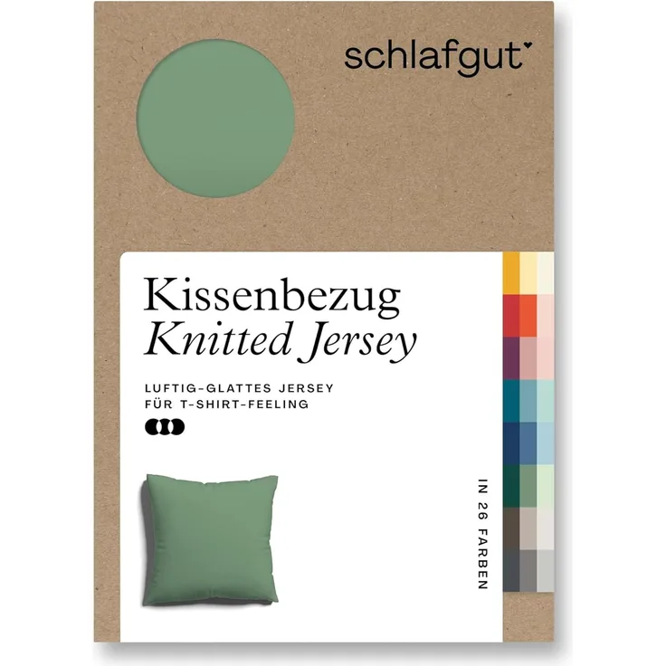 Schlafgut Kissenbezug Knitted Jersey aus Bio-Baumwolle mit Elasthan, bügelfrei, (1 Stück), besonders fein gestrickt, Kissenhülle mit farbigem Reißverschluss