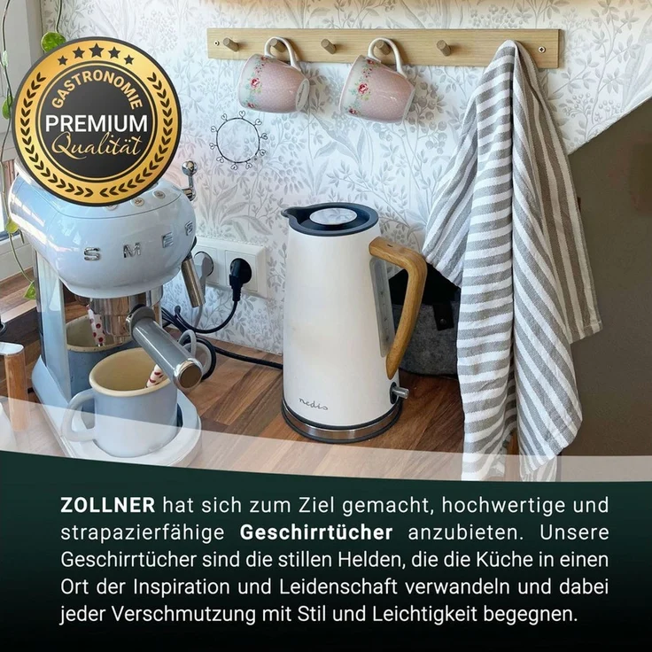ZOLLNER Geschirrtuch, (Spar-Set, 5-tlg), 50 x 70 cm, 100% Baumwolle, vom Hotelwäschespezialisten – Bild 4