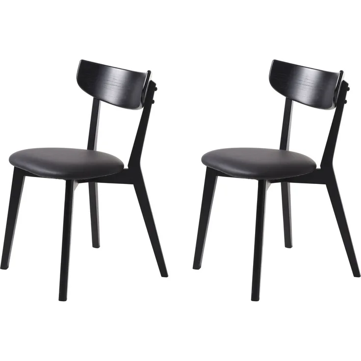 Stuhl >PERO< (2er Set) in schwarz aus Eiche - 48x81x50cm (BxHxT)