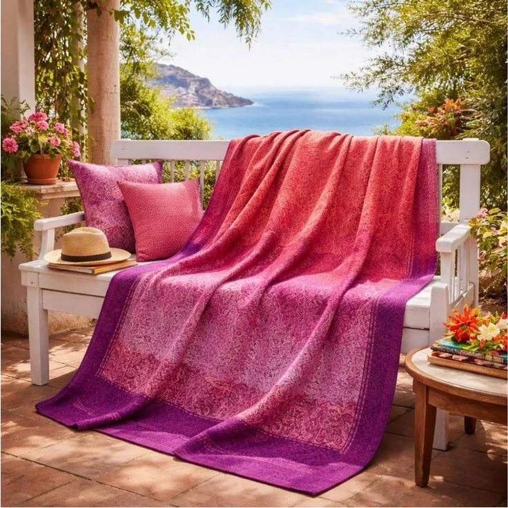 Bassetti Granfoulard Plaid Decke Wohndecke Dolceacqua P1 pink 135x190