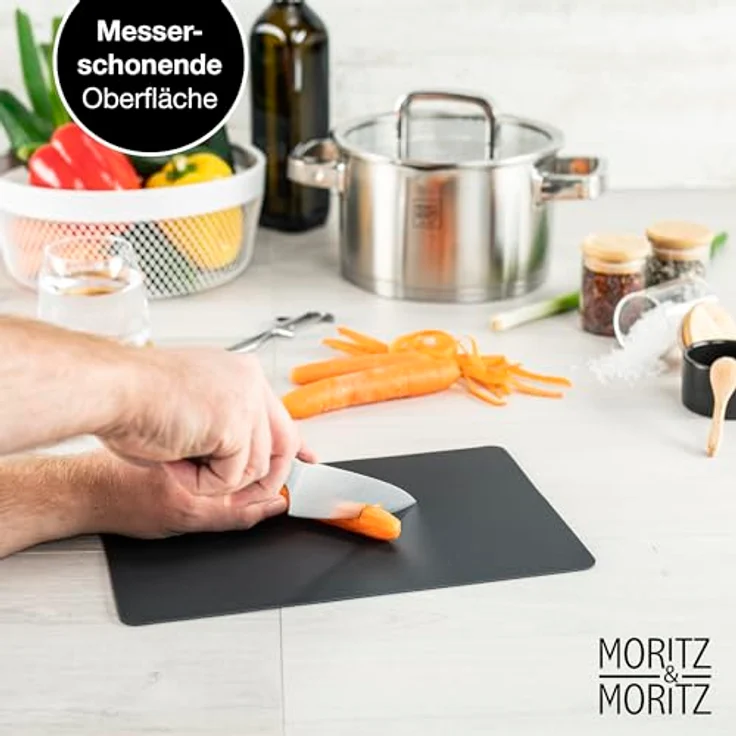 Moritz & Moritz Schneidebrett 4x Schneidematte Küche, Kunststoff, (4er-Set, 4-St), Je 29 x 19 cm - für schnelles Arbeiten – Bild 5