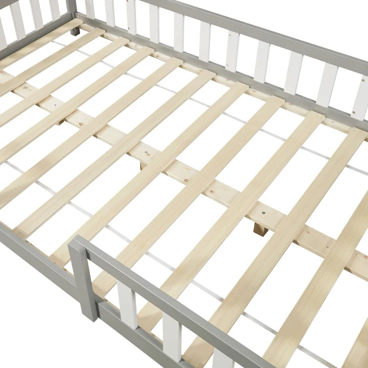 Hausbett Sisimiut mit Rausfallschutz 120x200 cm Hellgrau/Weiß [en. casa] – Bild 5