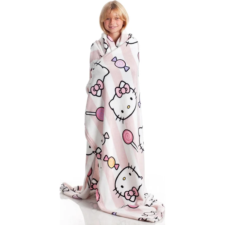 Kanguru Hello Kitty Tagesdecke, Pinke, weiche Decke 130x170 cm, Mikrofaser tagesdecke bettüberwurf oder tagesdecke Sofa. Qualität mit Ökotex-Prüfzertifikat, Sanrio – Bild 6