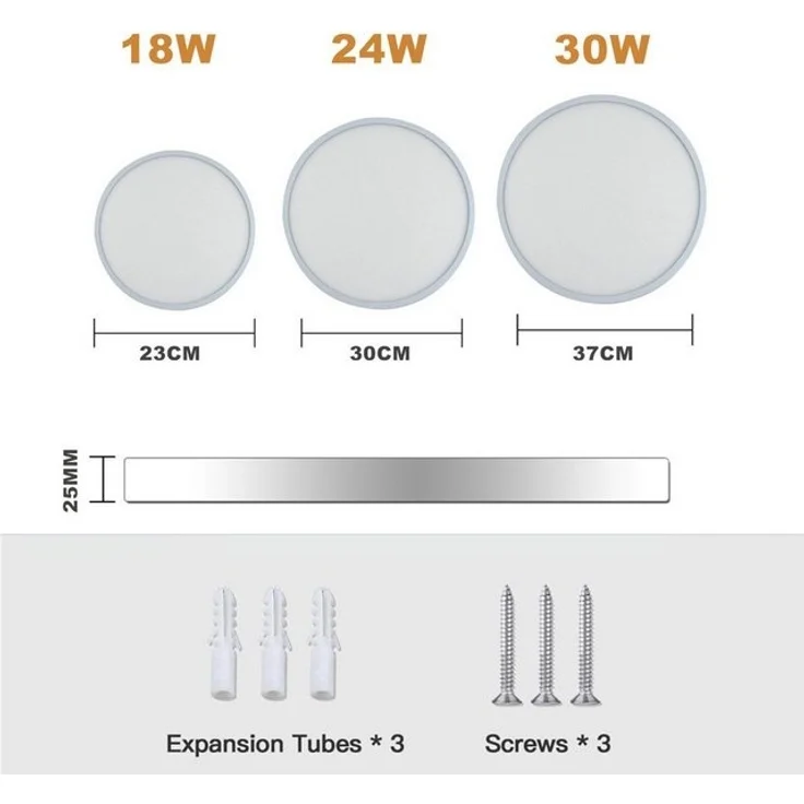 OYLCDI Deckenleuchten LED Deckenlampe Ø37cm Dimmbar, Küchen-Schlaflampe Bad Flur, Wohnzimmer, LED fest integriert, 3000-6000K, 2W, Bad-Leuchte Lampe Flur inkl Leuchtmittel – Bild 4
