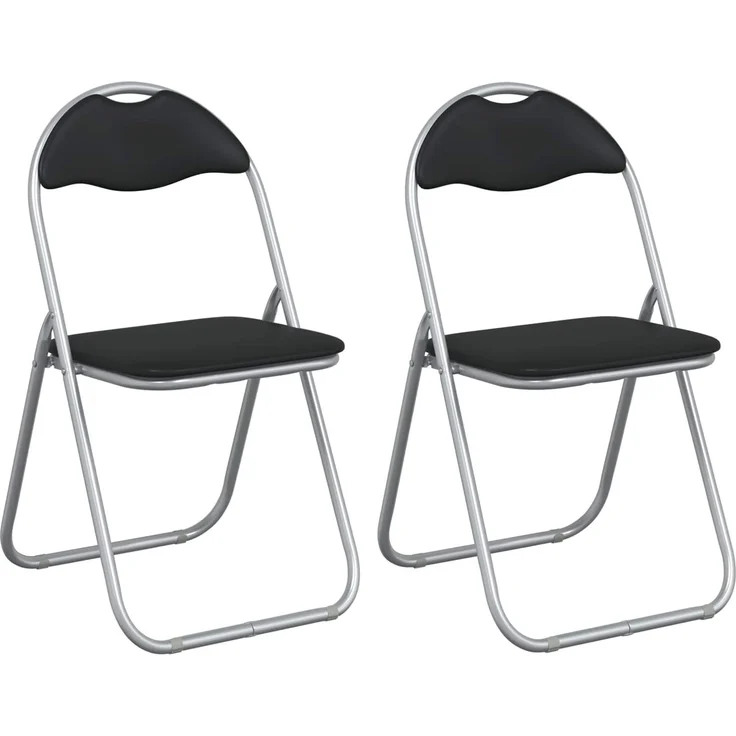 vidaXL Klappstuhl 2 Stück Schwarz und Grau 48 x 43,5 x 81 cm 42029043 – Bild 2