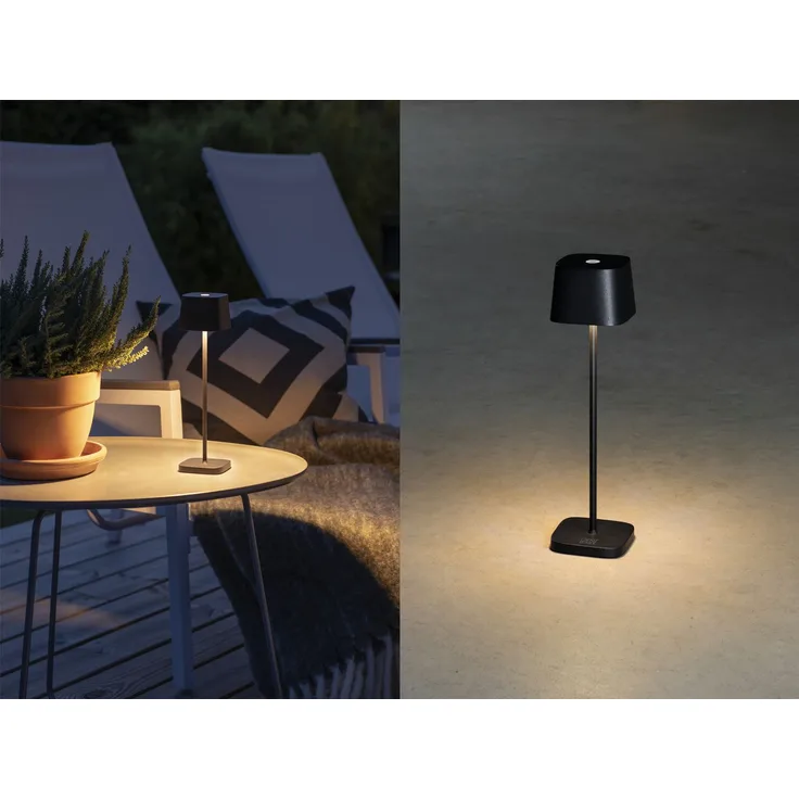KONSTSMIDE Capri Mini LED USB Akku Tischleuchte schwarz dimmbar 2200/3000K