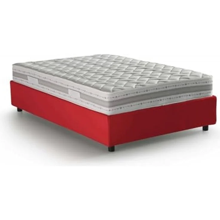 Talamo Italia - Chiara Doppelbett, Bettkasten mit Stoffbezug, 100 % Made in Italy, Öffnung vorne, inklusive Matratze 120 x 190 cm, Rot – Bild 3
