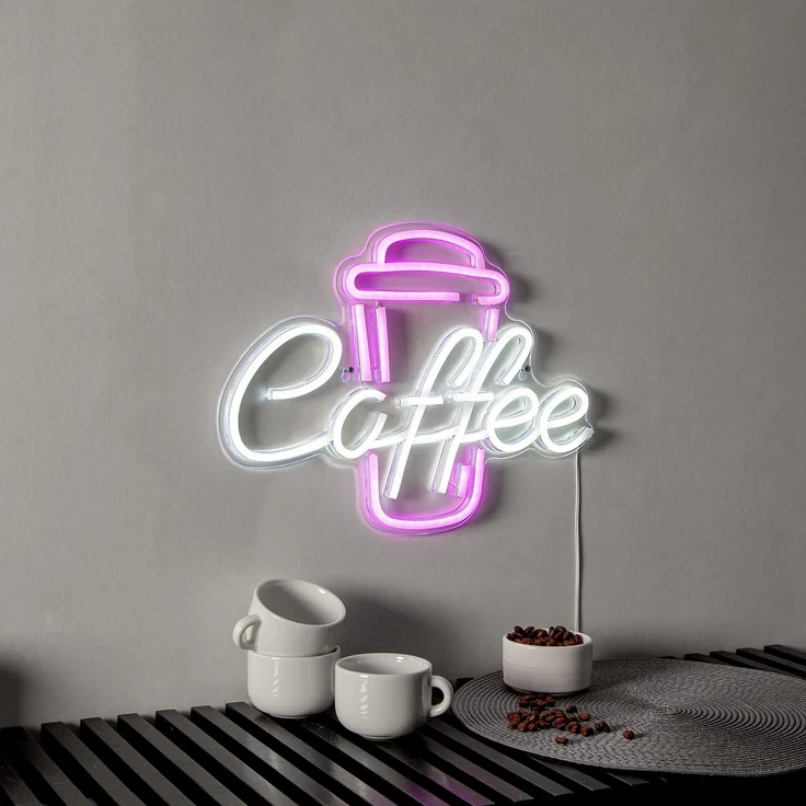 Neonschild ,Plexy Coffee', Plexiglas, USB, pink-weiß, 40x30cm – Bild 3