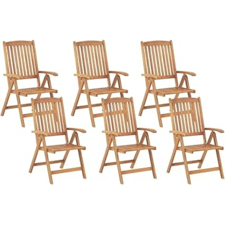Gartenstuhl 6er Set JAVA Akazienholz Heller Holzfarbton