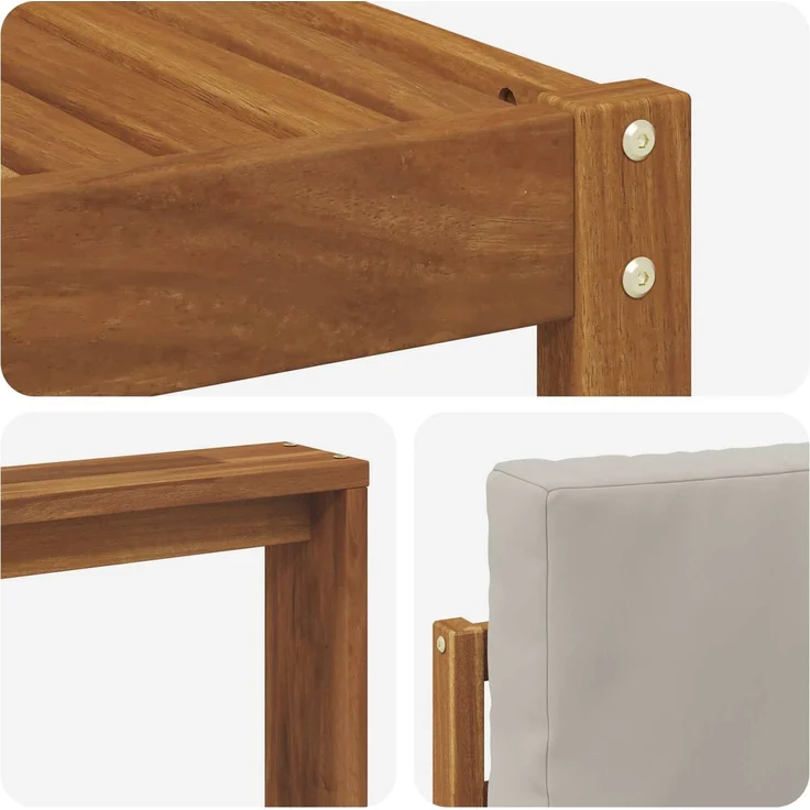 vidaXL Outdoor-Sofagarnitur mit Kissen 7 pcs Natürlich und Hellgrau 3366679 – Bild 8