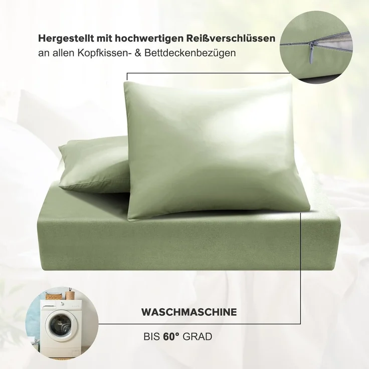 Ohano Bettwäsche 200x220 3tlg. Bettbezug Kissenbezug Mikrofaser Reißverschluss – Bild 7