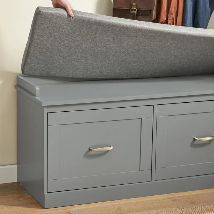 SoBuy FSR131-HG Schuhbank, MDF, Lackiert, Grau, 100 x 48 x 38 cm – Bild 6