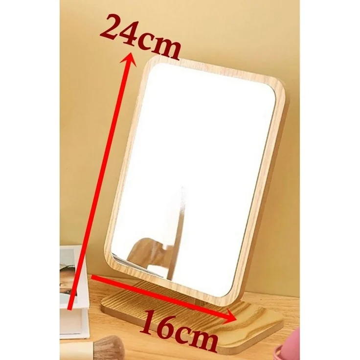 Jungengel Kosmetikspiegel Rechteckig Standspiegel Schminkspiegel 24x16 cm Tischspiegel Holz (1-St), Verstellbarer Tischspiegel, Klare Spiegeloberfläche, Ideales Format – Bild 2