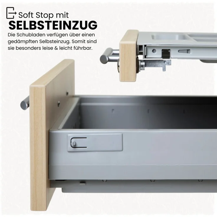 bümö Rollcontainer mit Schubladen, Container abschließbar aus Holz in graphit - Rollwagen für's Büro als Schreibtisch Unterschrank, Bürocontainer od. Schreibtischcontainer mit Relinggriffe, AC30-G-G-RE – Bild 6