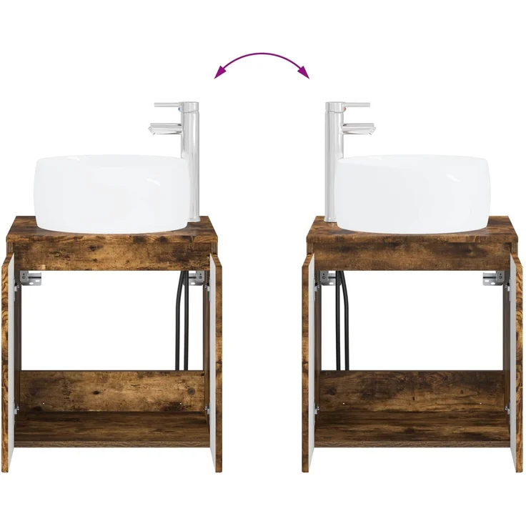 vidaXL Badezimmerschrank-Set 3 stk. Geräucherte Eiche 3405722 – Bild 11