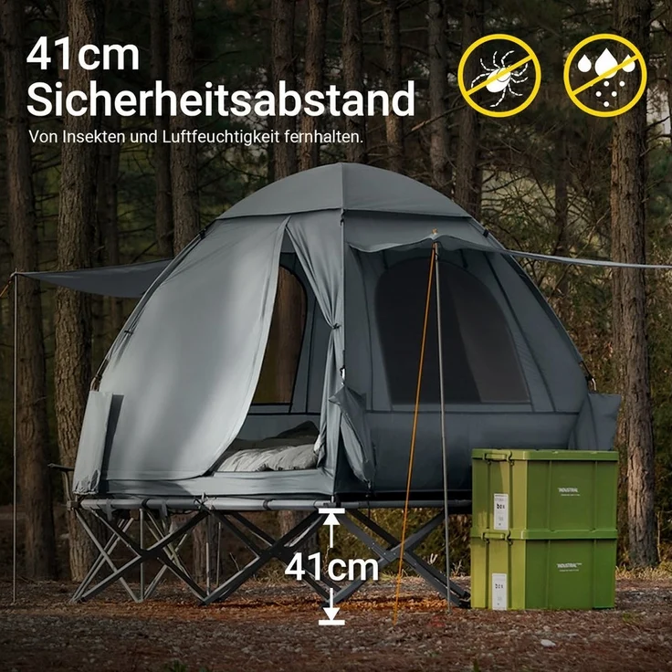 SoBuy Feldbett OGS32 Feldbett mit Zelt 1/2 Personen 7in1 Wurfzelt mit Luftpumpe,Campingzelt – Bild 2