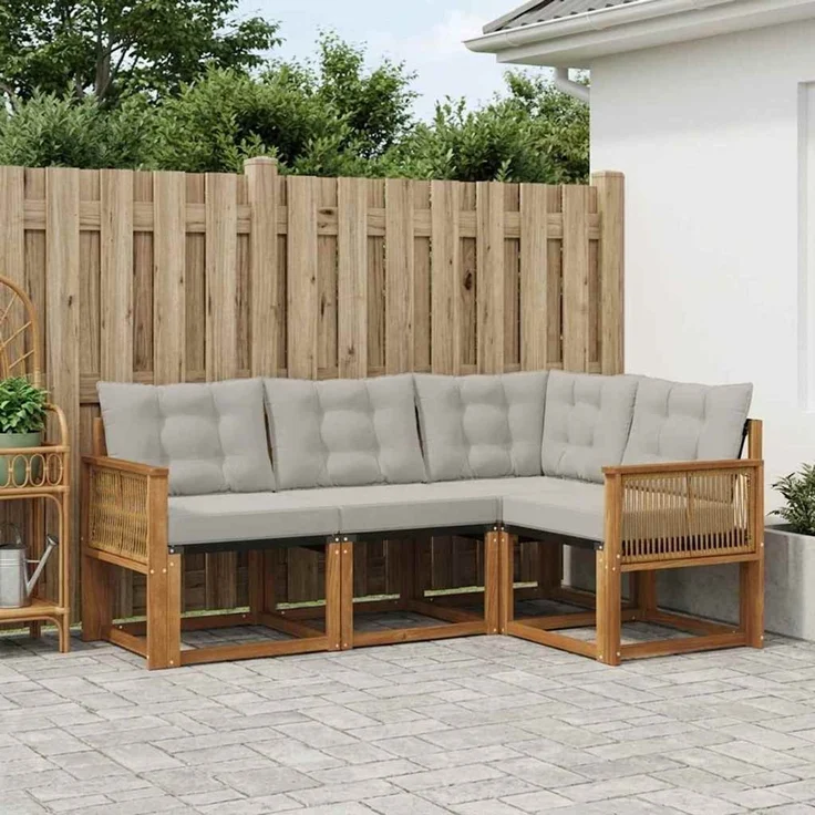vidaXL Outdoor-Sofagarnitur 4 stk. 4-Sitzer Natur und Hellgrau 3381923 – Bild 1