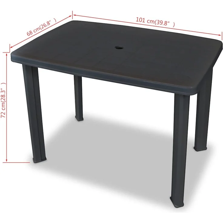 Gartentisch, Balkontisch, Esstisch Anthrazit 101 x 68 x 72 cm Kunststoff – Bild 6