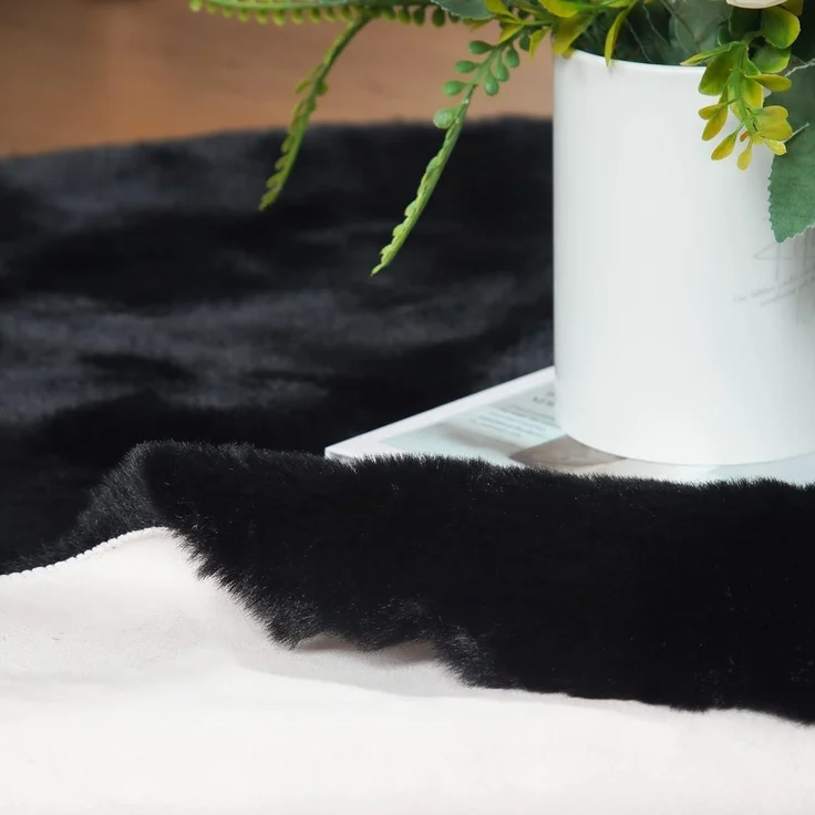 Teppich Fellteppich Schwarz 60x90cm 60 x 90 cm (Rechteckig) Schwarz – Bild 6