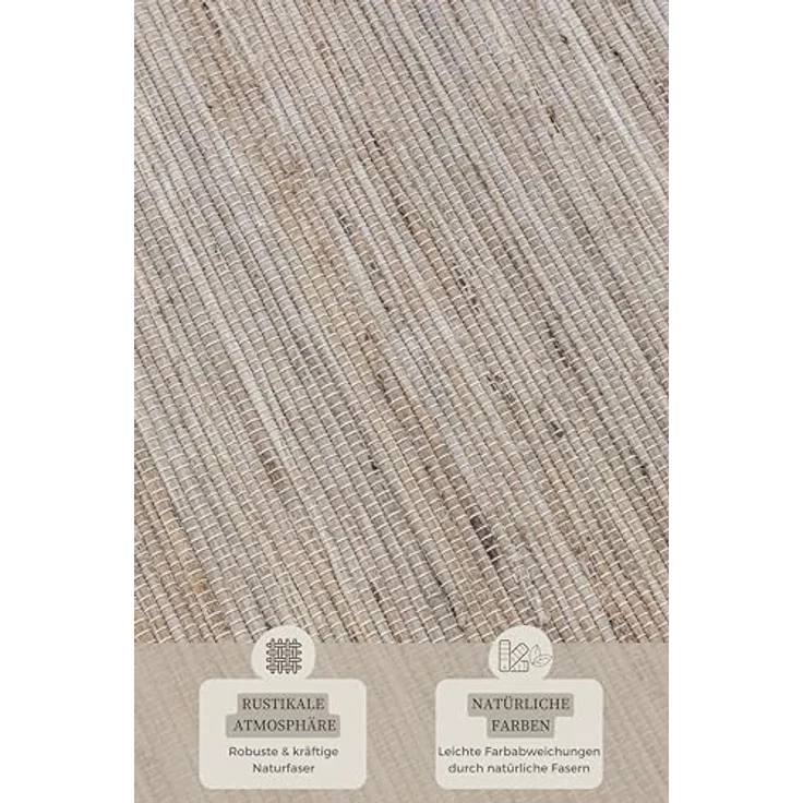 XXXL Juteteppich Handloom 1.0, Rechteckig, Greige, 80x150 cm, Oeko-Tex® Standard 100, Beidseitig verwendbar, Pflegeleicht, Strapazierfähig, Für Fußbodenheizung geeignet – Bild 4