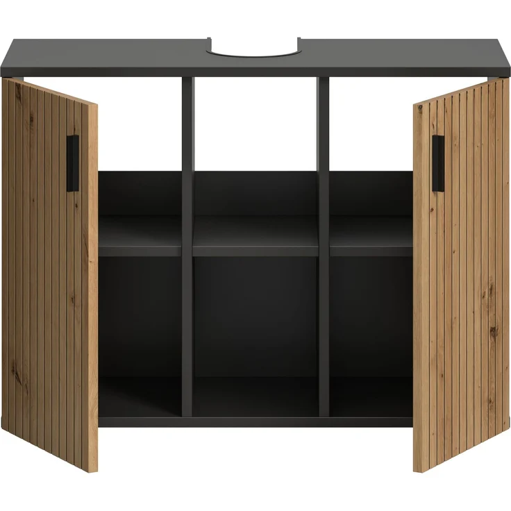 Waschbeckenunterschrank B/H/T: 80x59x30 cm in Basalt Nachbildung und -- – Bild 3