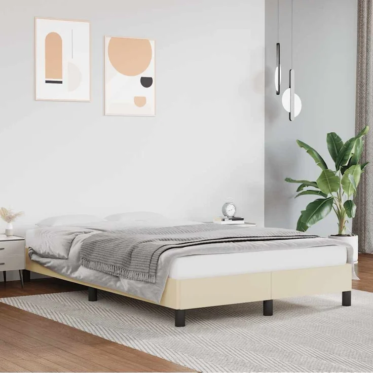 Einzelbettgestell Design für Erwachsene ohne Matratze Creme 120x190 cm Kunstleder d4264e – Bild 4