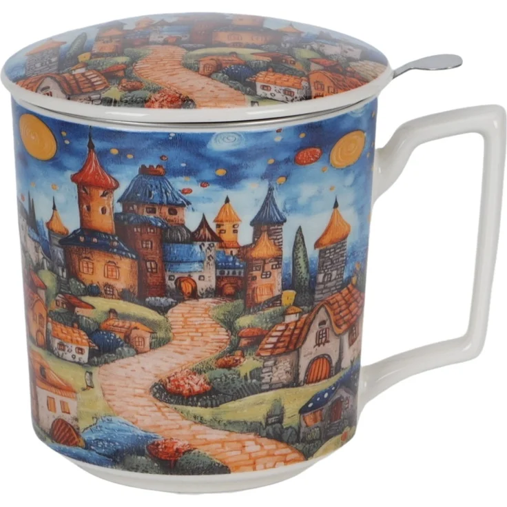 DUO Becher 450 ml mit Teesieb MODERN SLEEPY KINGDOM New Bone China Porzellan – Bild 3